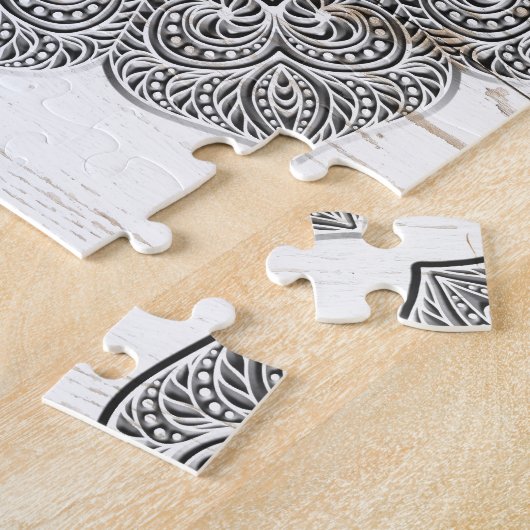 Mandala auf weißem Holz Puzzle (Seite)