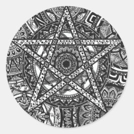 Mandala-Aufkleber, schwarz und weiß Runder Aufkleber