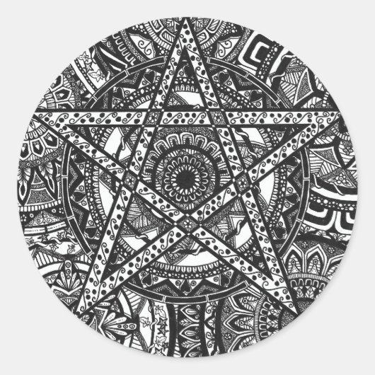 Mandala-Aufkleber, schwarz und weiß Runder Aufkleber (Vorderseite)