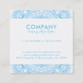 Mandala aus hellblauen und weißen Blumen Quadratische Visitenkarte (Rückseite)