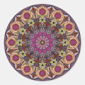 Mandala AutumnLeaves 12 Petals Mauve Brown Runder Aufkleber (Vorderseite)