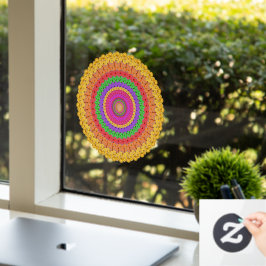 Mandala Ball im gelben Häkelstil - Fensteraufkleber