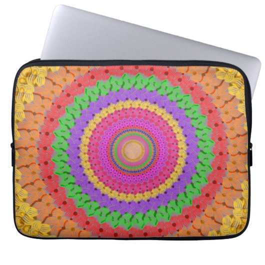 Mandala Ball im gelben Häkelstil - Laptopschutzhülle (Vorderseite)