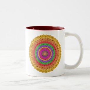Mandala Ball im gelben Häkelstil - Zweifarbige Tasse