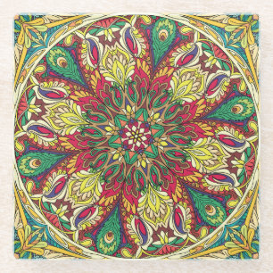 Mandala Bandana: Vintages Nahtloses Design. Glasuntersetzer