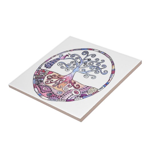 Mandala - Baum des Lebens im Paradies Fliese (Seite)