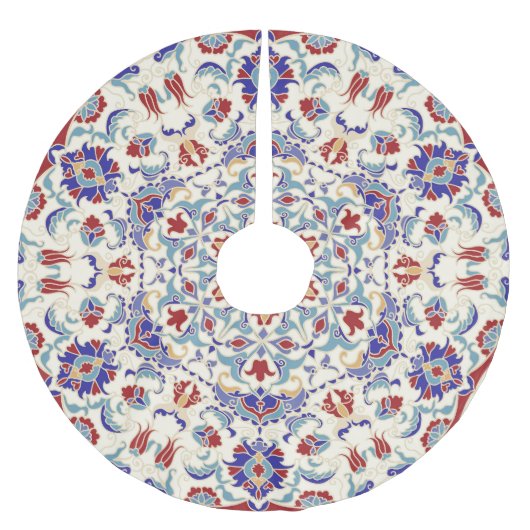 Mandala Beauty: Farbenfrohe Kulturmosaik Polyester Weihnachtsbaumdecke (Vorderseite)