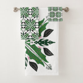 Mandala Begonia Floral Greenery Botanical Badhandtuch Set