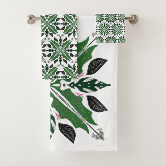Mandala Begonia Floral Greenery Botanical Badhandtuch Set (Insitu)