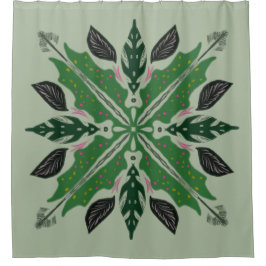 Mandala Begonia Floral Greenery Botanical Duschvorhang