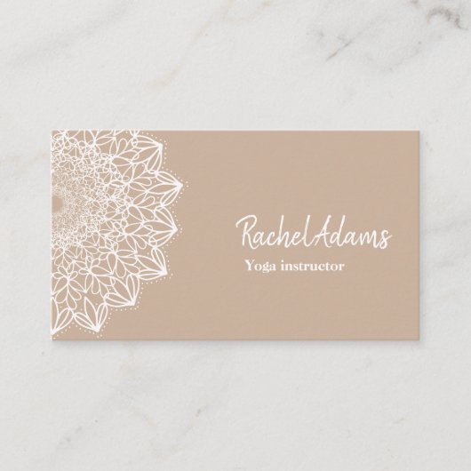 Mandala Beige Braun Weiß Visitenkarte (Vorderseite)