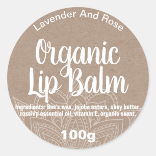 Mandala Bio Lip Balm Kraft Labels Runder Aufkleber