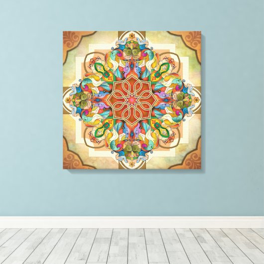 Mandala Birds Leinwanddruck (Insitu (Holzboden))