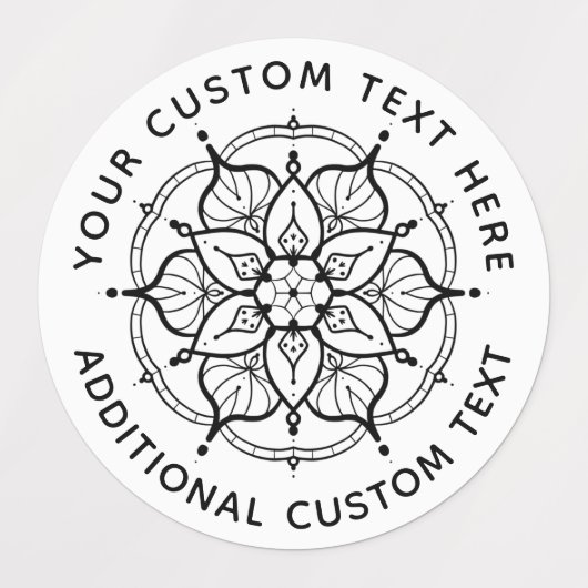 Mandala Black and White label Etiketten (Design 1)