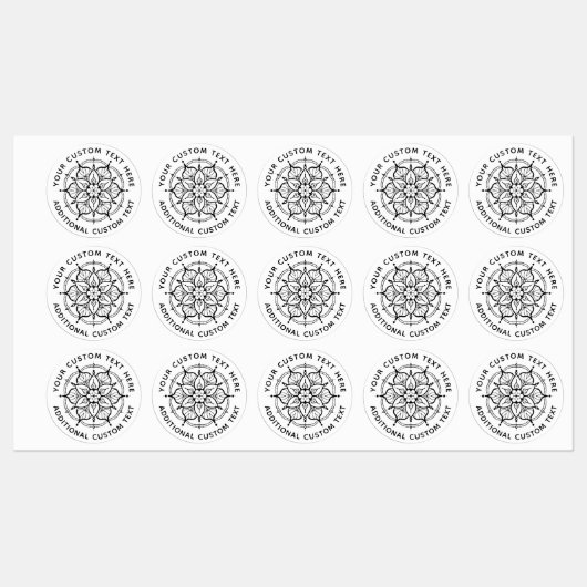 Mandala Black and White label Etiketten (Blatt)