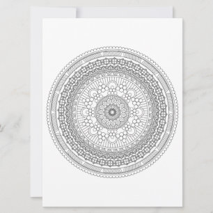 Mandala Black Lines Coloring Template v3 Feiertagskarte