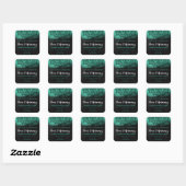 Mandala Black Teal Chalkboard Texture Blend Labels Quadratischer Aufkleber (Blatt)