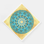 Mandala blau auf weichem Goldhintergrund Serviette (Ecke)