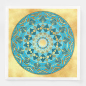 Mandala blau auf weichem Goldhintergrund Serviette (Vorderseite)