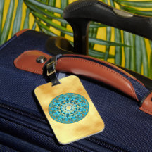 Mandala blau-gold auf weichem goldenen Hintergrund