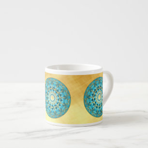 Mandala blau-gold auf weichem Goldhintergrund Espressotasse
