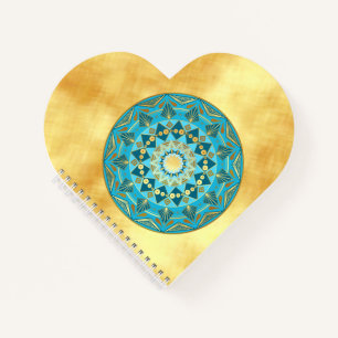 Mandala Blau Gold auf weichem Goldhintergrund Notizblock