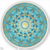 Mandala Blau Gold Aufkleber (Vorderseite)