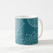 Mandala blau-grün-boho kaffeetasse (VorderseiteRechts)
