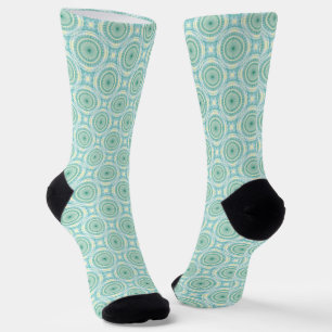 Mandala Blau Grün Orange Muster Socken
