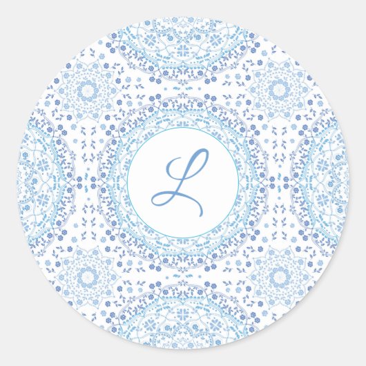 Mandala blauer Aufkleber (Vorderseite)