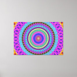 Mandala Blue Circles Stretched Canvas Print Leinwanddruck