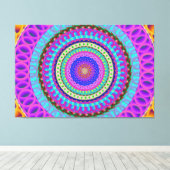 Mandala Blue Circles Stretched Canvas Print Leinwanddruck (Insitu (Holzboden))