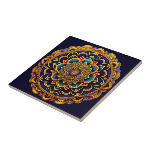 Mandala Blue Colorful Illustration Fliese (Seite)