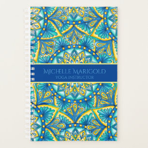 Mandala Blue Floral Türkis Pattern Yoga Planer