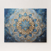 Mandala Blue Gold Puzzle (Horizontal)