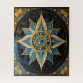 Mandala Blue Gold Puzzle (Vertikal)