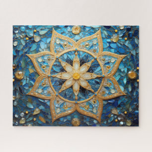 Mandala Blue Gold Puzzle