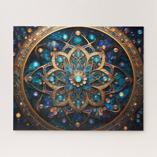 Mandala Blue Gold Puzzle (Horizontal)