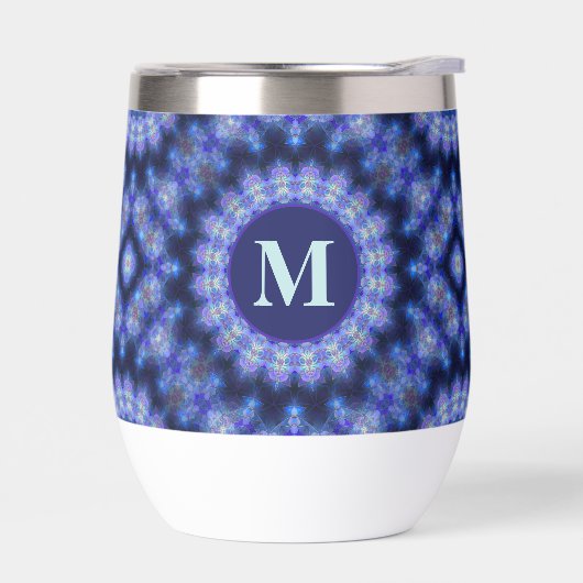 Mandala Blue Lila Pattern Monogram (Links)