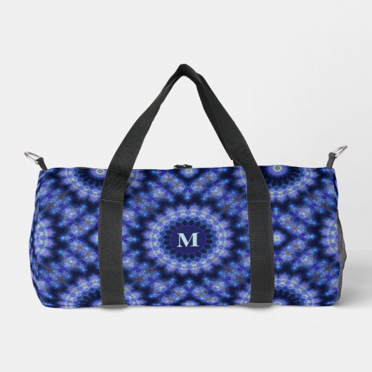 Mandala Blue Lila Pattern Monogram Duffle Bag (Vorderseite)