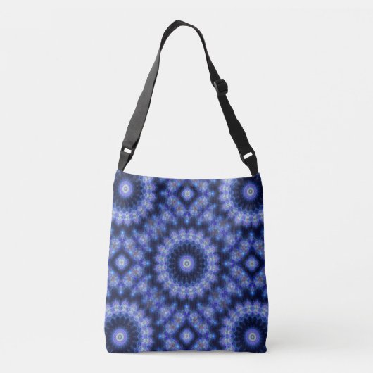 Mandala Blue Lila Pattern Monogram Tragetaschen Mit Langen Trägern (Rückseite)