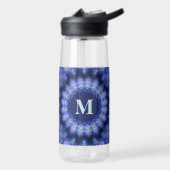 Mandala Blue Lila Pattern Monogram Trinkflasche (Links)