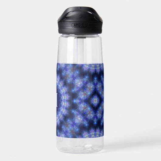 Mandala Blue Lila Pattern Monogram Trinkflasche (Rückseite)