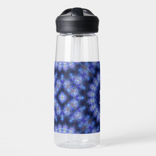 Mandala Blue Lila Pattern Monogram Trinkflasche (Vorne)