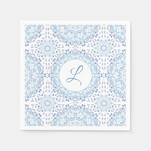 Mandala Blue Paper Napkin Serviette (Vorderseite)