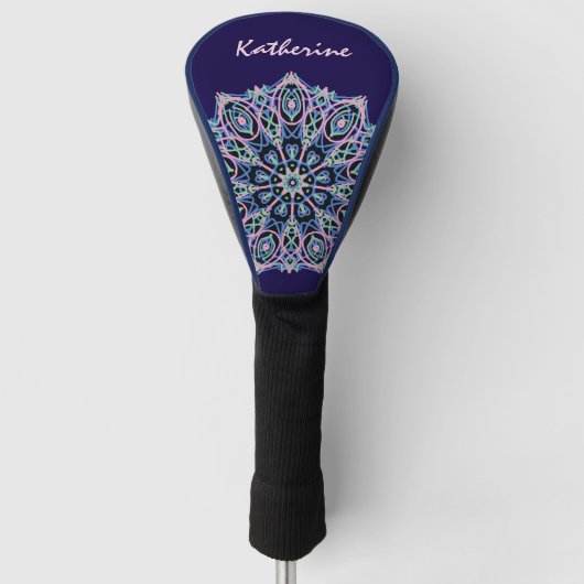 Mandala Blue Pink Green Spiritual. Golf Headcover (Vorderseite)