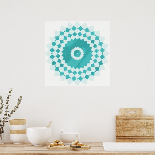 Mandala Blue Turquoise Sky Pattern Poster (Küche)