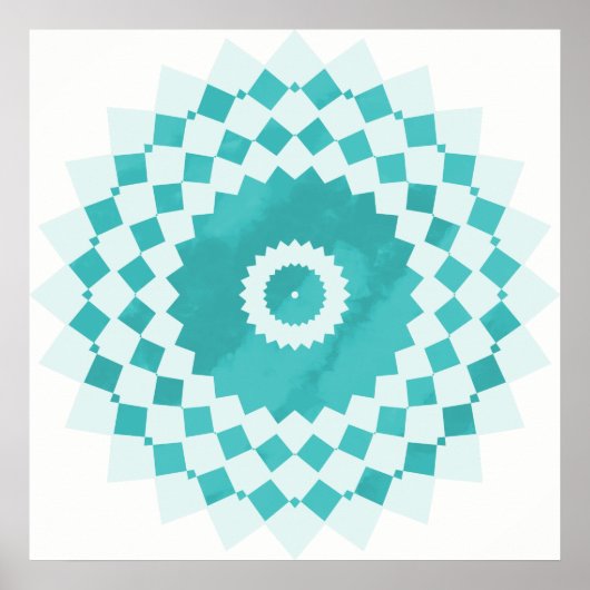 Mandala Blue Turquoise Sky Pattern Poster (Vorne)