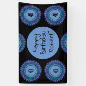 Mandala Blue und Black Individuelle Name Party Banner (Vertikal)