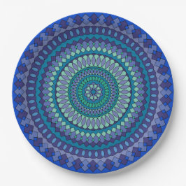 Mandala Blue und Green Party Paper Teller